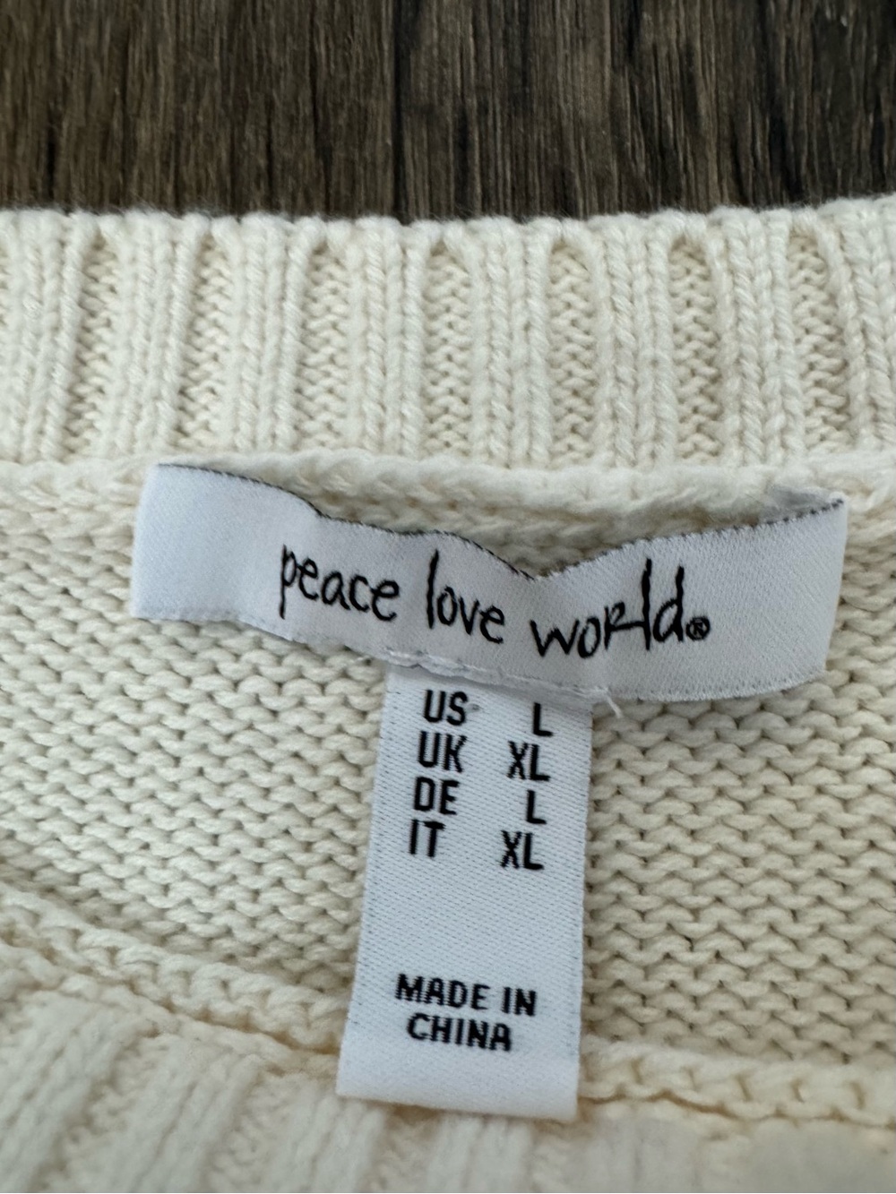 Peace Love World Women's Ivory Cotton Knit Floral Crewneck Pullover Sweater L - Picture 2 of 8